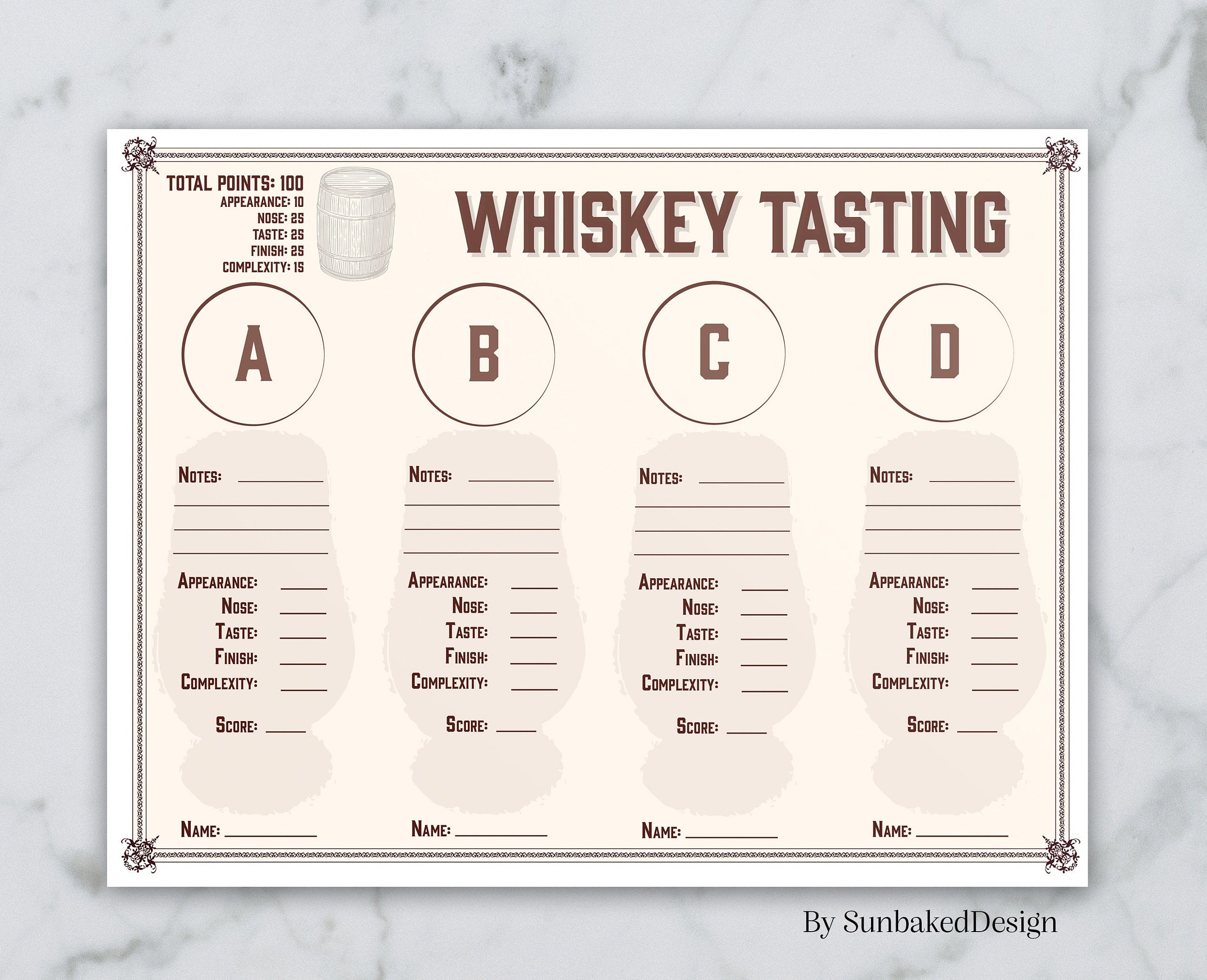 whiskey-tasting-sheet-for-4-tastings-whiskey-tasting-party-etsy-uk