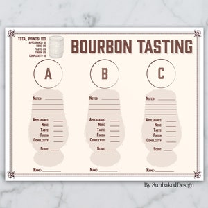 Bourbon Tasting Sheet für 3 Tastings - Instant Download