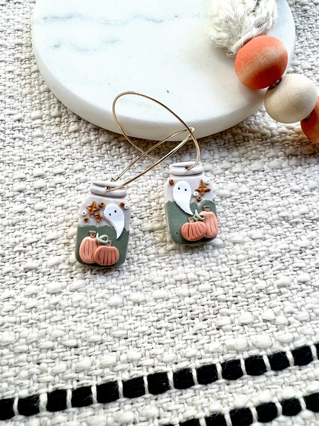 Pumpkin Patch Mason Jar Earrings Polymer Clay Fall Earrings Etsy