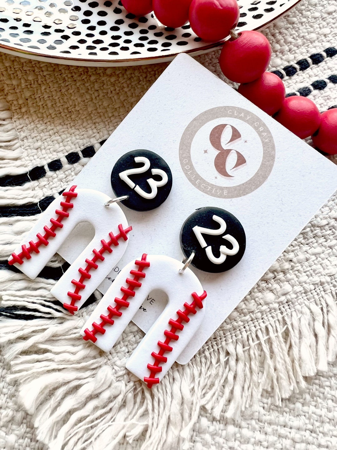 Custom Baseball Earrings Polymer Clay Baseball Earrings Etsy