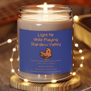 Bougie Stardew Valley 9 oz - Jeu vidéo - Gaming - Jeux confortables - Cadeau - Cadeau - Carte SIM agricole - Anniversaire - Noël - Anniversaire - Joueur