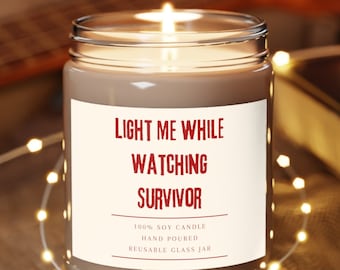 Survivor Text 9oz Candle - Survivor TV - Survivor TV Show - CBS - Jeff Probst - Gift - Present - Decor - Gifts for Him - Gifts for Her