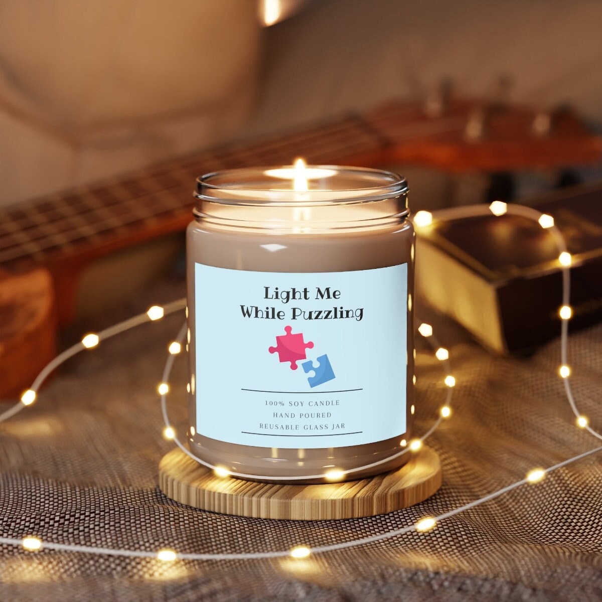 Premium AI Image  Aromatic candle burning in a jar filled with glitter and  confetti