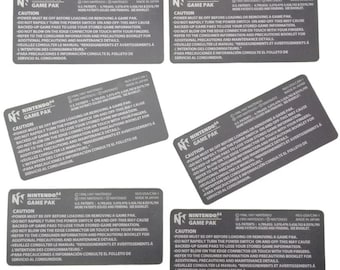 Nintendo 64 Back Replacement Labels/Stickers