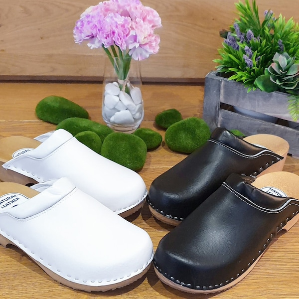 Zuecos de mujer Zapatos Médicos Cuero Natural Calzado Completo