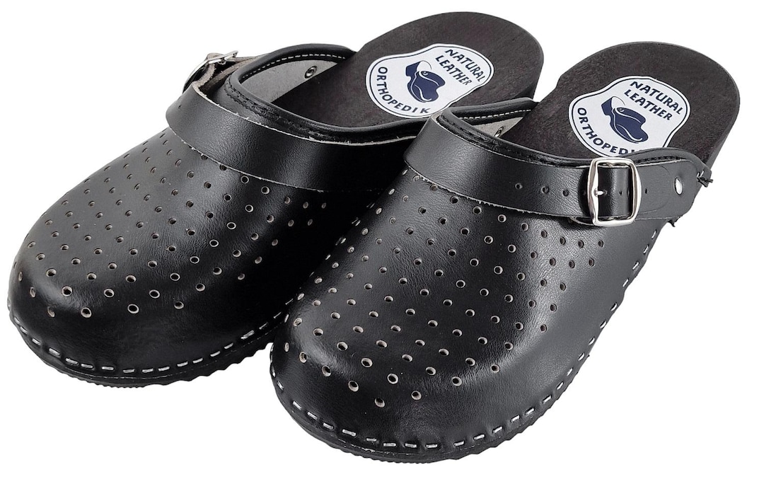 Autopedic Clogs Men's Black Medical Orthopedic Clogs With Buckle and Holes - Etsy