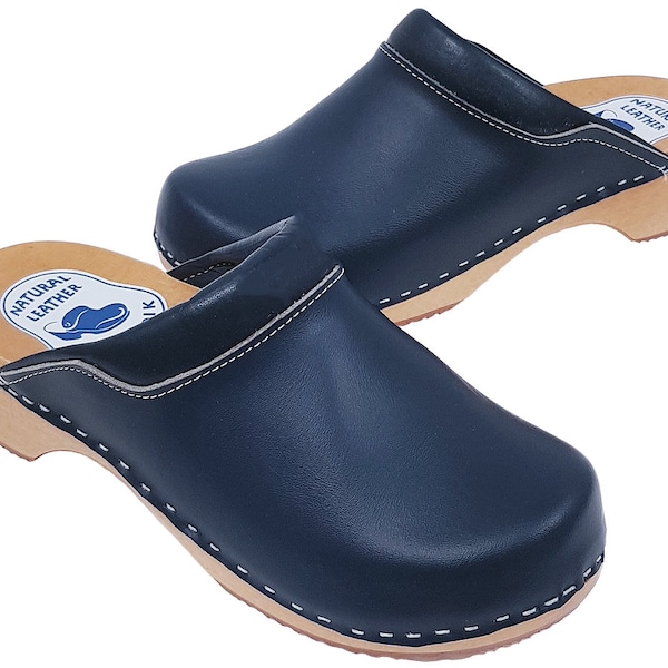 Women Leather Clogs Wood Medical Clogs Very Comfortable Womens Shoes Soft Pad