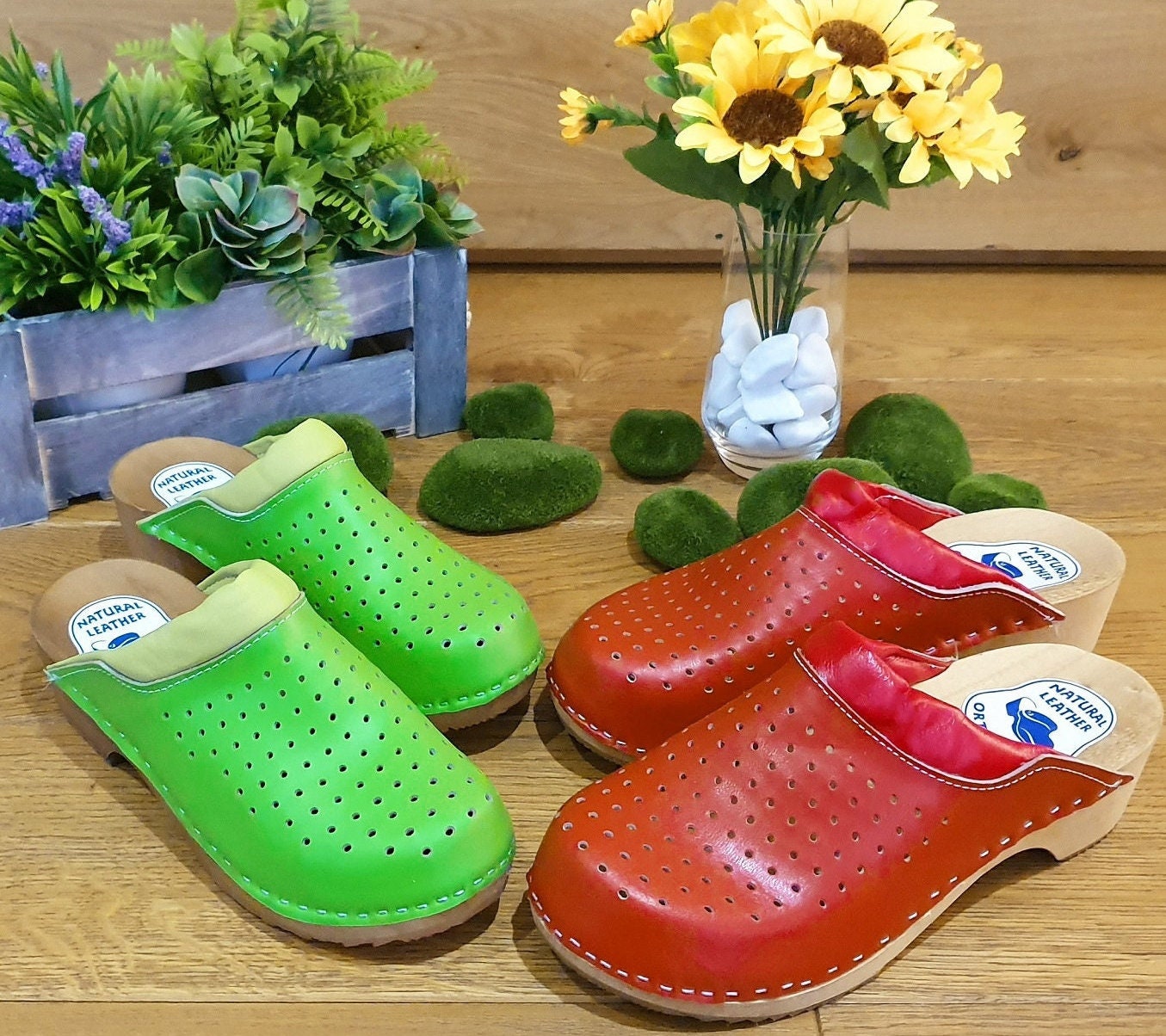 Zuecos Zapatos Médicos Calzado Calado Cuero Natural Talla Completa de Mujer De 35-42