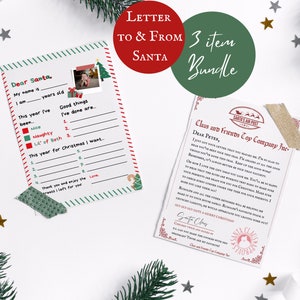 Pacote de 3 itens de Carta para o Papai Noel, Carta do Papai Noel, Carta para o Papai Noel para impressão, Modelo de Carta para o Papai Noel, Carta do Papai Noel