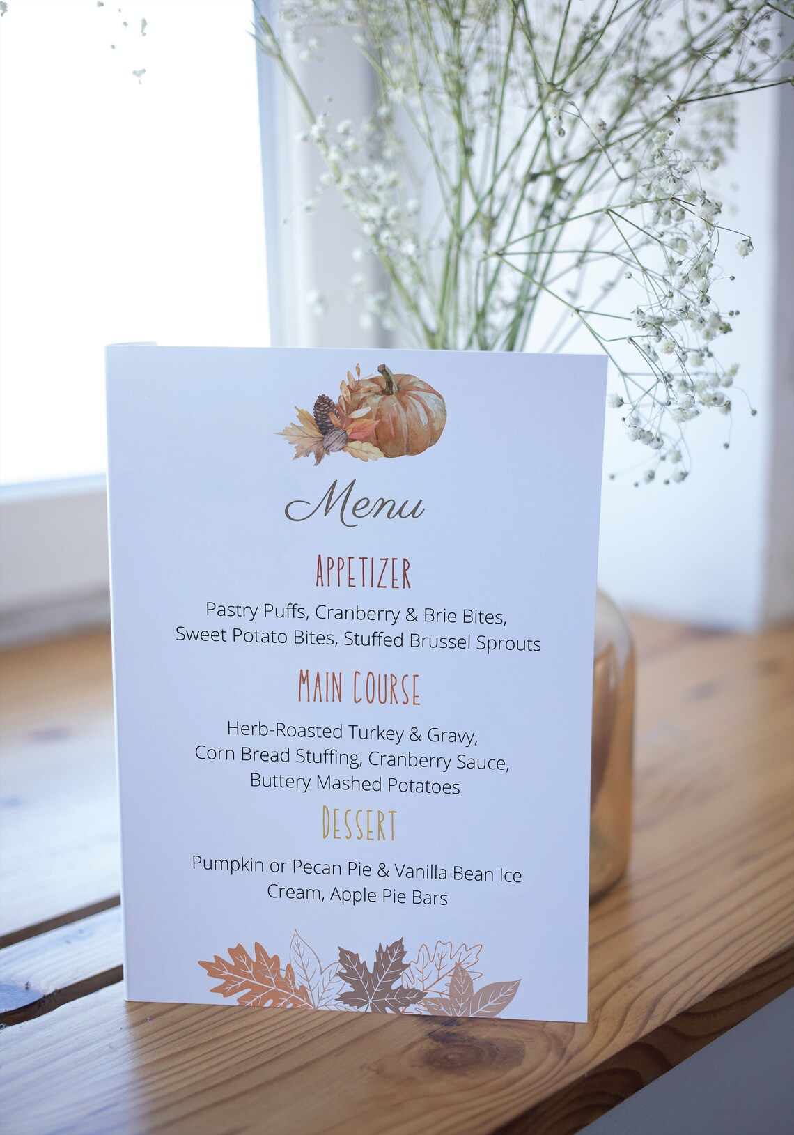 Thanksgiving Menu, Cute Thanksgiving Menu, Pumpkin Menu, Printable Fall ...