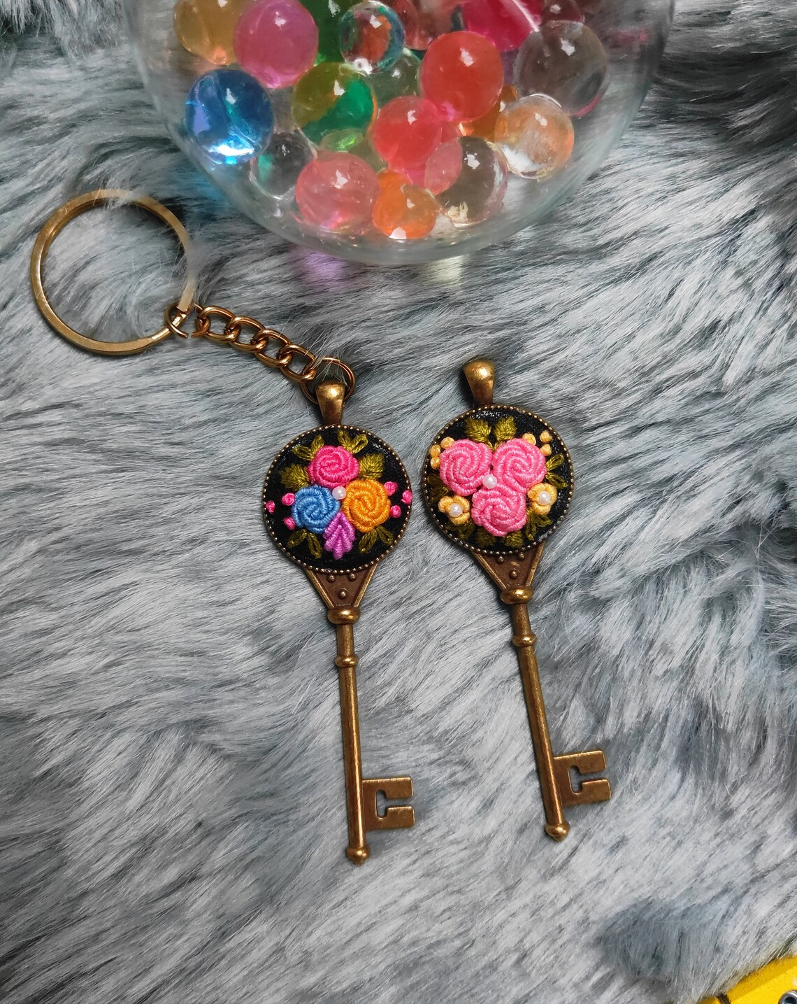 Keychains Hand Made Hand Made Embroidered Keychain /embroidered Keychain / Keyring ...