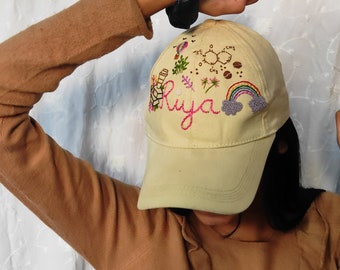 Hand Embroidered Personalized Cap, Custom Initial Hat
