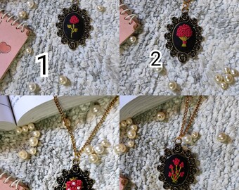 Valentine gift for her / Embroidered pendant / handmade necklace /embroidery/ embroidery necklace /handmade jewelry/ birthday gift
