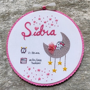 Personalised embroidery hoop- personalised gift / hand embroidery / home decore / embroidered babies hoop / wall hanging / Mother&#39;s day sale