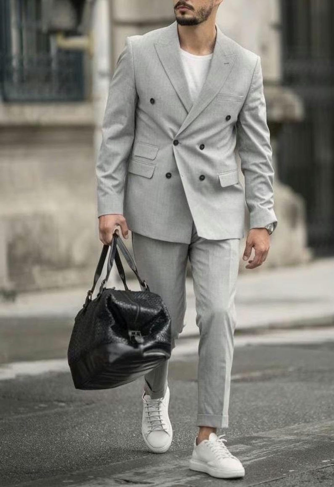 GROOM Men s Slim Fit 2 Piece Suit Double Breasted Business Wedding Prom Tuxedo Suits Etsy