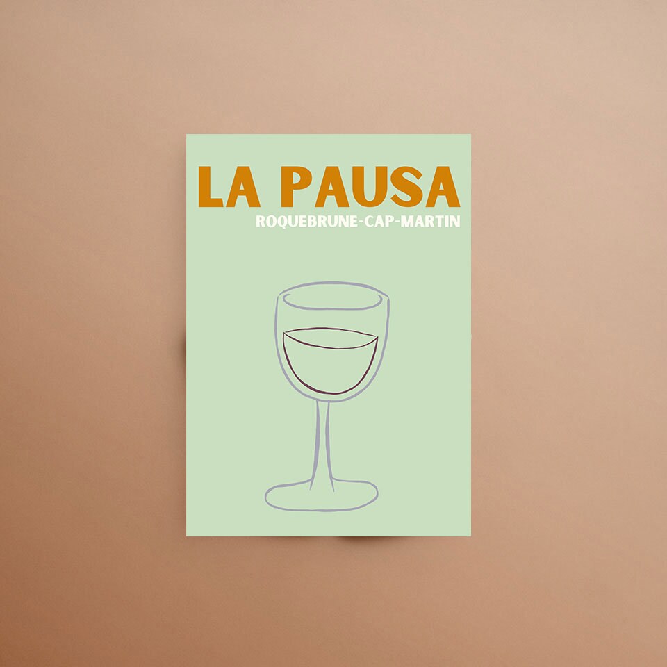 La Pausa France Print Poster, La Holiday Travel Wall Art, Vin, Impression, Affiche Numérique, Art Mu