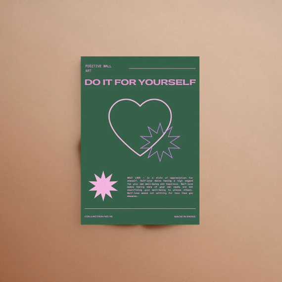 Do It For Yourself Affiche, Positive Wall Art, Positivité, Amour de Soi, Kindness Print, Affiche Num