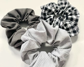 Cotton Scrunchies | Cotton Hair ties | Patterned Scrunchies | Neutral | Maroon | Grey | Beige | Purple