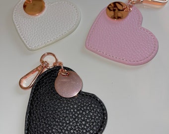 Heart keychain - black / white / pink