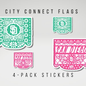 City Connect SD Flags Papel Picado San Diego Stickers 4 Pack