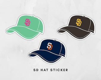 San Diego SD Hat Sticker Brown City Connect Blue