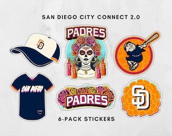 City Connect Padres San Diego Stickers 6 Pack