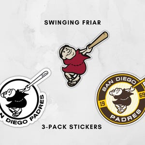 Adesivi Swinging Friar Padres San Diego, confezione da 3