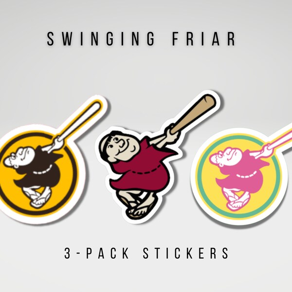 Swinging Friar Brown Yellow Vintage City Connect San Diego Stickers 3 Pack