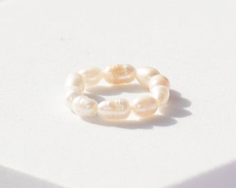 Süßwasser Perlenring - Elastischer Verstellbarer / Stretch Ring - Natürlicher Multi Perlen Ring - Geschenkidee - NONOSH