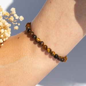 Tiger Eye Pearl Bracelet 6 mm - Gemstone Bracelet - Power Bracelet - Natural Stone Bracelet - Friendship Bracelet - Gift for Her - NONOSH