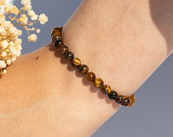 Bracelet de perles d'oeil de tigre 6mm - Bracelet de perles de pierres précieuses - Bracelet de pierre naturelle - Bracelet d'amitié -NONOSH