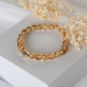 Citrine Beaded Bracelet - Heart Bracelet - Natural Stone Bracelet - Gemstone Bracelet - Gift Idea - Yellow Bracelet - NONOSH