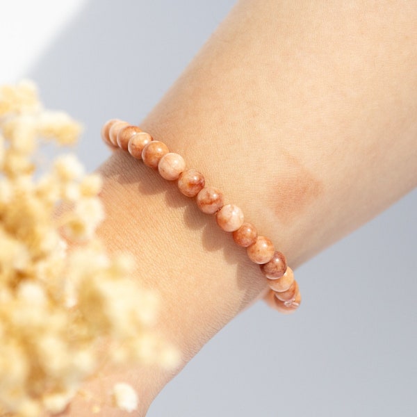 Bracelet perle pierre de soleil 6 mm - bracelet gemme - bracelet power - bracelet pierre naturelle - bracelet amitié - idée cadeau - NONOSH