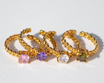 18 Karat vergoldeter Ring – verstellbarer Ring – verschiedene Farben – Kristall Stein Ring – Wasserfester Ring – Geschenkidee – NONOSH