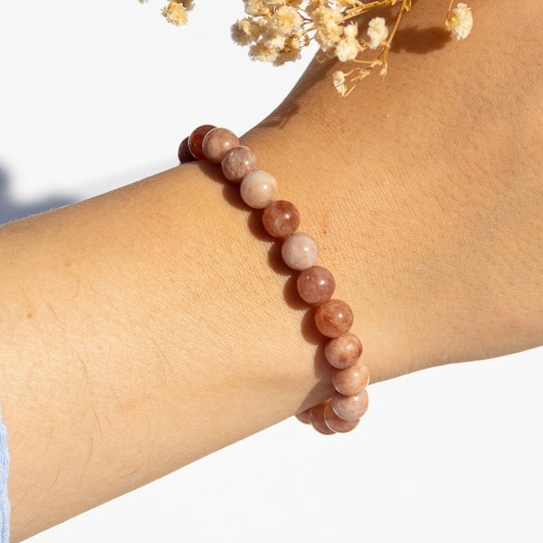 Bracelet perles pierre de soleil 8 mm - bracelet pierres précieuses - bracelet power - bracelet pierre naturelle - idée cadeau - NONOSH