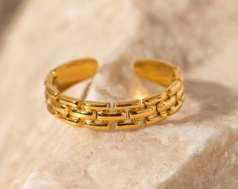 Minimalistischer Gold Ring - Verstellbarer Ring - 18 Karat vergoldeter Ring - Wasserfester Ring  - Schlichter Ring - Geschenkidee - NONOSH