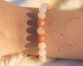 Pink Aventurine Beaded Bracelet Matte Gemstone Bracelet Ø8 mm - Natural Aventurine Gemstone Bracelet - Elastic - Gift Idea - NONOSH