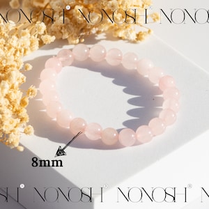 Rosenquarz Perlenarmband Naturstein Armband Freundschaftsarmband Edelstein Armband Geschenkidee Rosa Armband NONOSH Bild 7