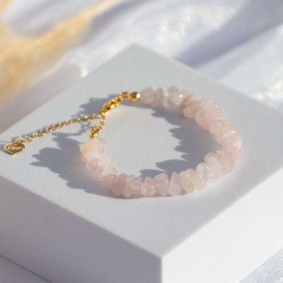 Rose Quartz Gemstone Bracelet Natural Stone Bracelet Pearl