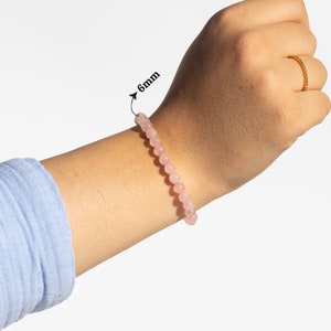 Rosenquarz Perlenarmband Naturstein Armband Freundschaftsarmband Edelstein Armband Geschenkidee Rosa Armband NONOSH Bild 10