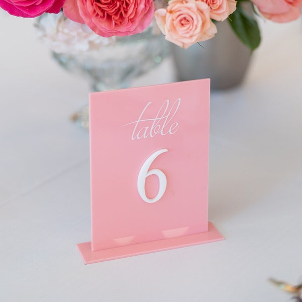 Pink Table Numbers Acrylic Table Numbers Wedding Table Numbers Pink Wedding Decor Wedding Table Numbers Numeric Table Numbers