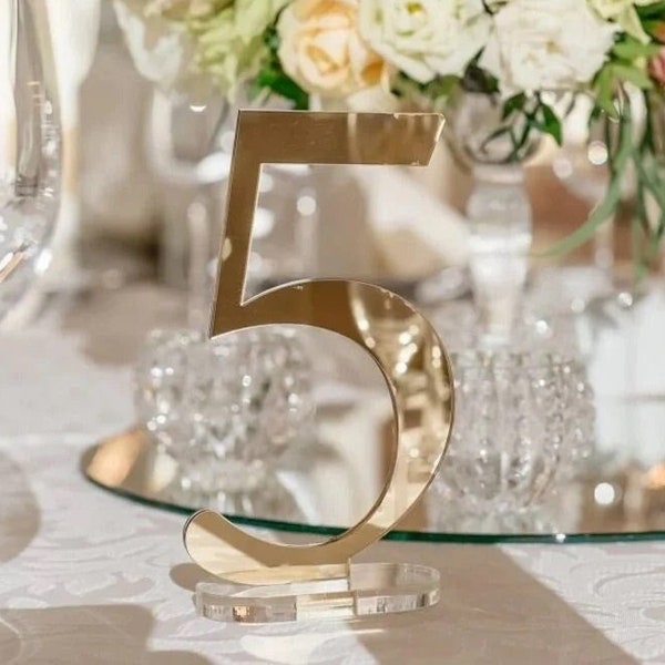 Gold Table Numbers Mirror Golden Acrylic Table Wedding Numbers Wedding Decoration Wedding Reception Decoration Wedding Signs