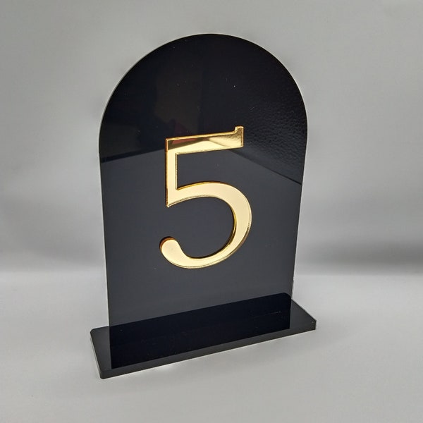 Black Mirror Gold Acrylic Table Numbers Wedding Decor Table Numbers Large Acrylic Black and Gold Theme Acrylic Luxury Table Number