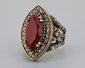 Turkish Hurrem Design Ring Handmade Jewelry Marquise Cut Ruby - Etsy