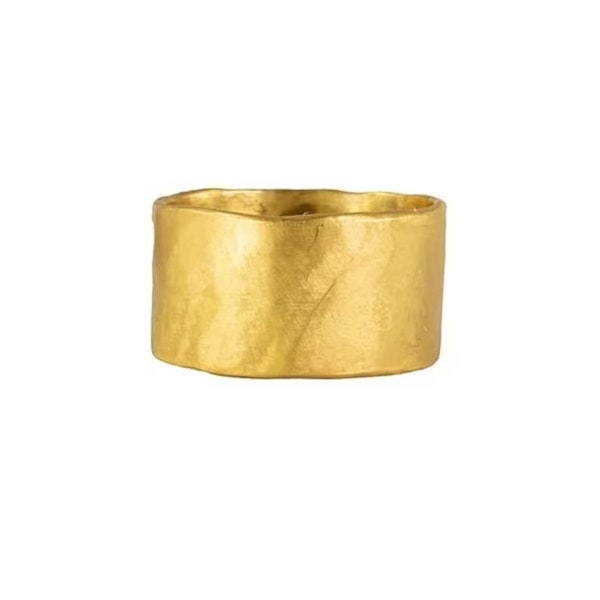 Cigar Band Ring - Statement Band Ring, Thick Ring, Cigar Ring, Minimalist Ring, Gold Cigar Band,Thick Ring -Stacking Ring -Cigar Wide Ring.