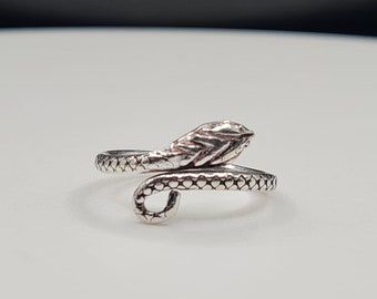 Vintage Snake Ring, Serpent Ring Set, Sterling Silver Ring for Daughter, Evil Eye Ring Men, Open Snake Ring, Spiral Snake Ring, Dainty Warp