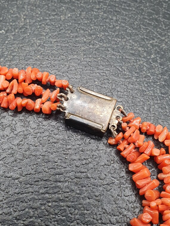 Antique vintage triple strand branch coral bead n… - image 5
