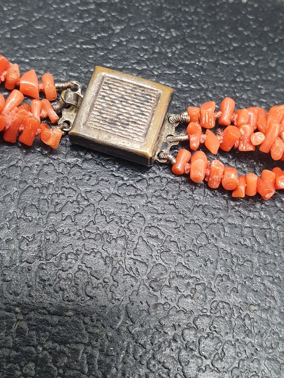 Antique vintage triple strand branch coral bead n… - image 3