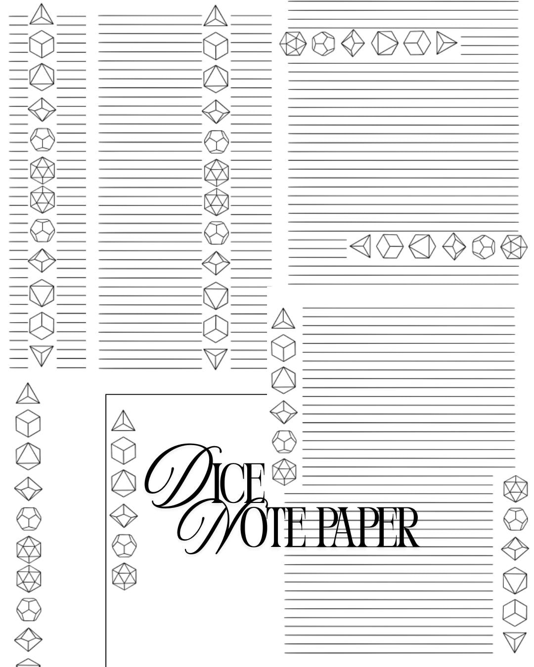 Translucent Printable Paper RPG Dice Note Paper Style 2 - Printable - Etsy
