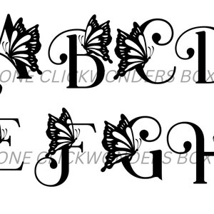 Monogramma alfabetico farfalla A-Z + &, pacchetti SVG, PNG, JPG